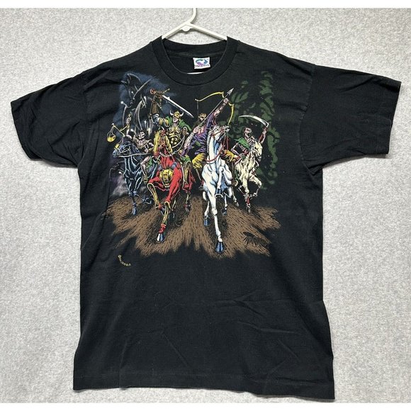 Vintage Other - Vintage  1994 Liquid Blue 4 Horseman Shirt Reaper Skeleton AOP Gladiator King XL